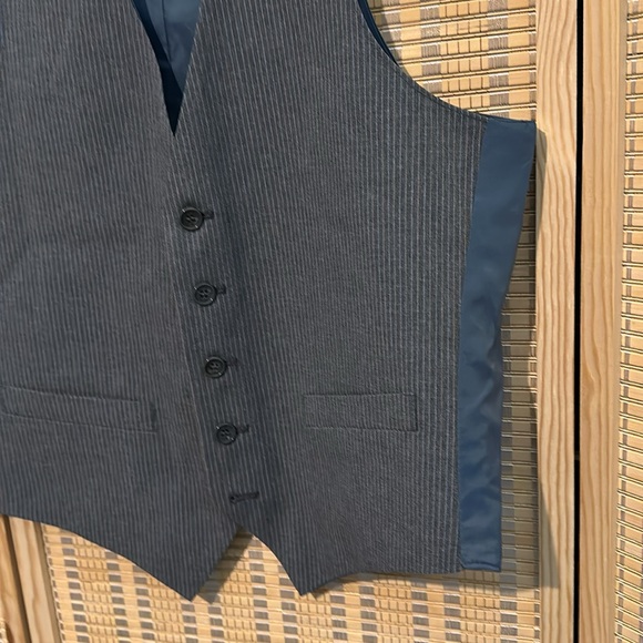 Vintage Men's Two Tone Blue Gray Pinstripe Career Suit Vest No Tags - Picture 4 of 13